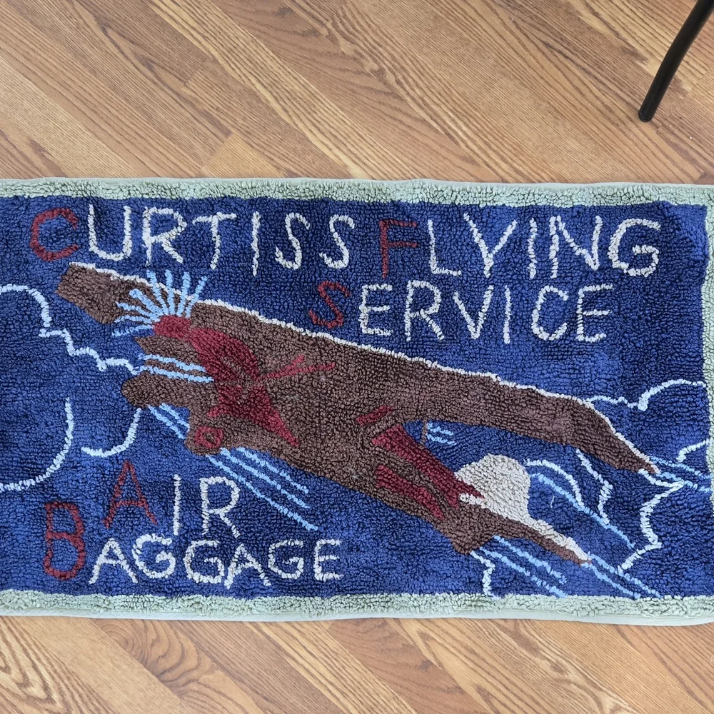 Novelty Throw Rug Curtiss Flying Service Air Baggage Airplane Early Flight Co.